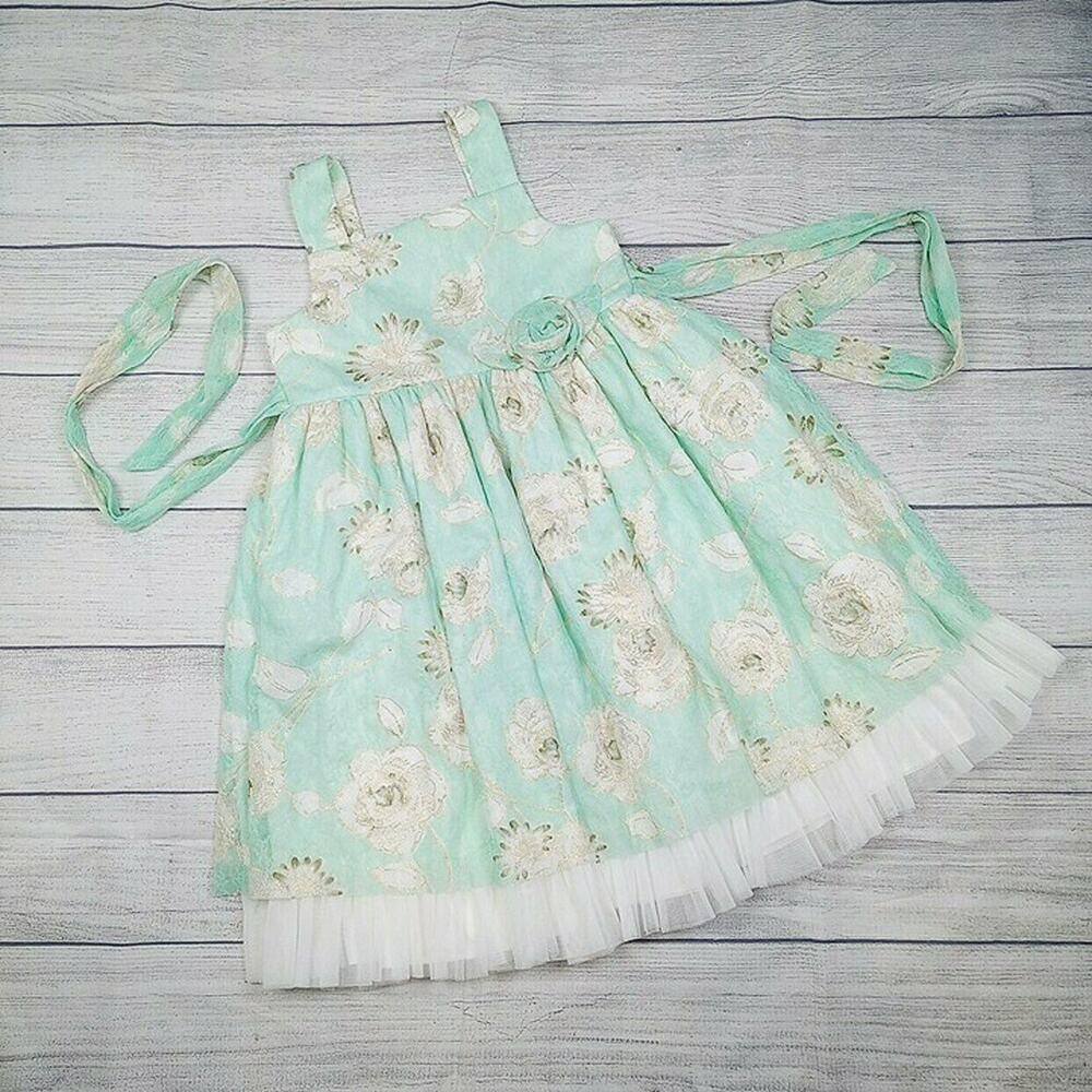 6x Pippa & Julie Mint & Gold Lace Dress